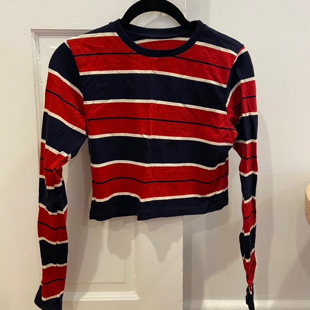 Brandy Melville Cropped Striped Long Sleeve Top